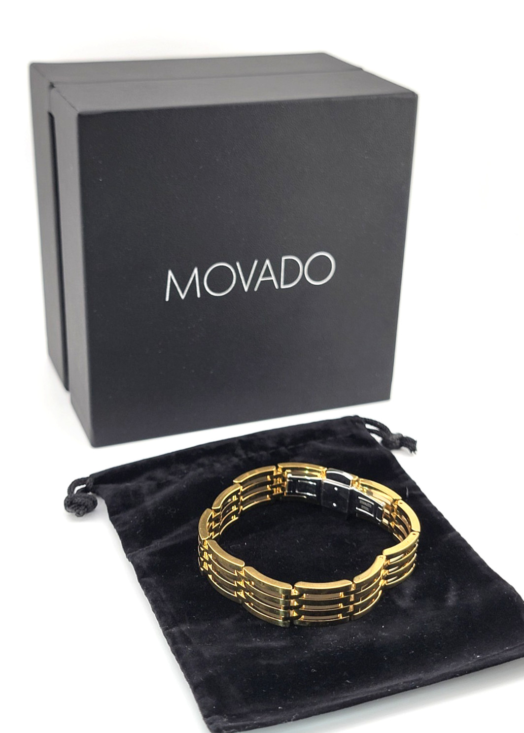 Mens Movado Esperanza Gold Tone PVD Coated Stainless steel Bracelet w/ Box!!!