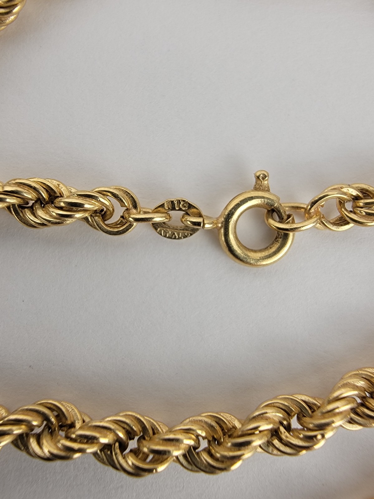 18k Yellow Gold Italy Rope Necklace 25 Inch 12 Grams Semi Hollow. 3MM Wide