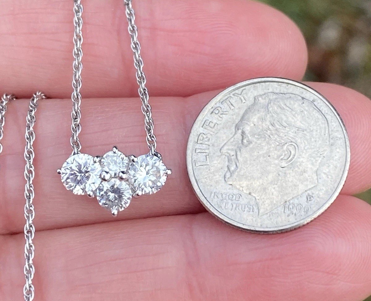 Stunning Platinum 1.00TCW 100% Natural Quality Diamond Pendant Necklace