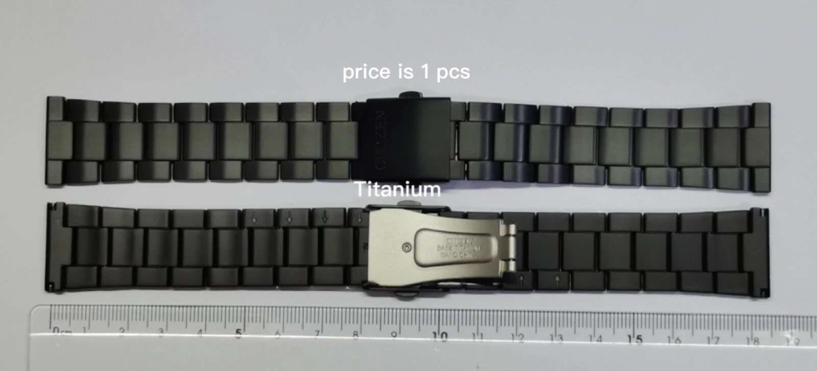 CITIZEN BLACK flat lug 22mm bracelet metal band-
