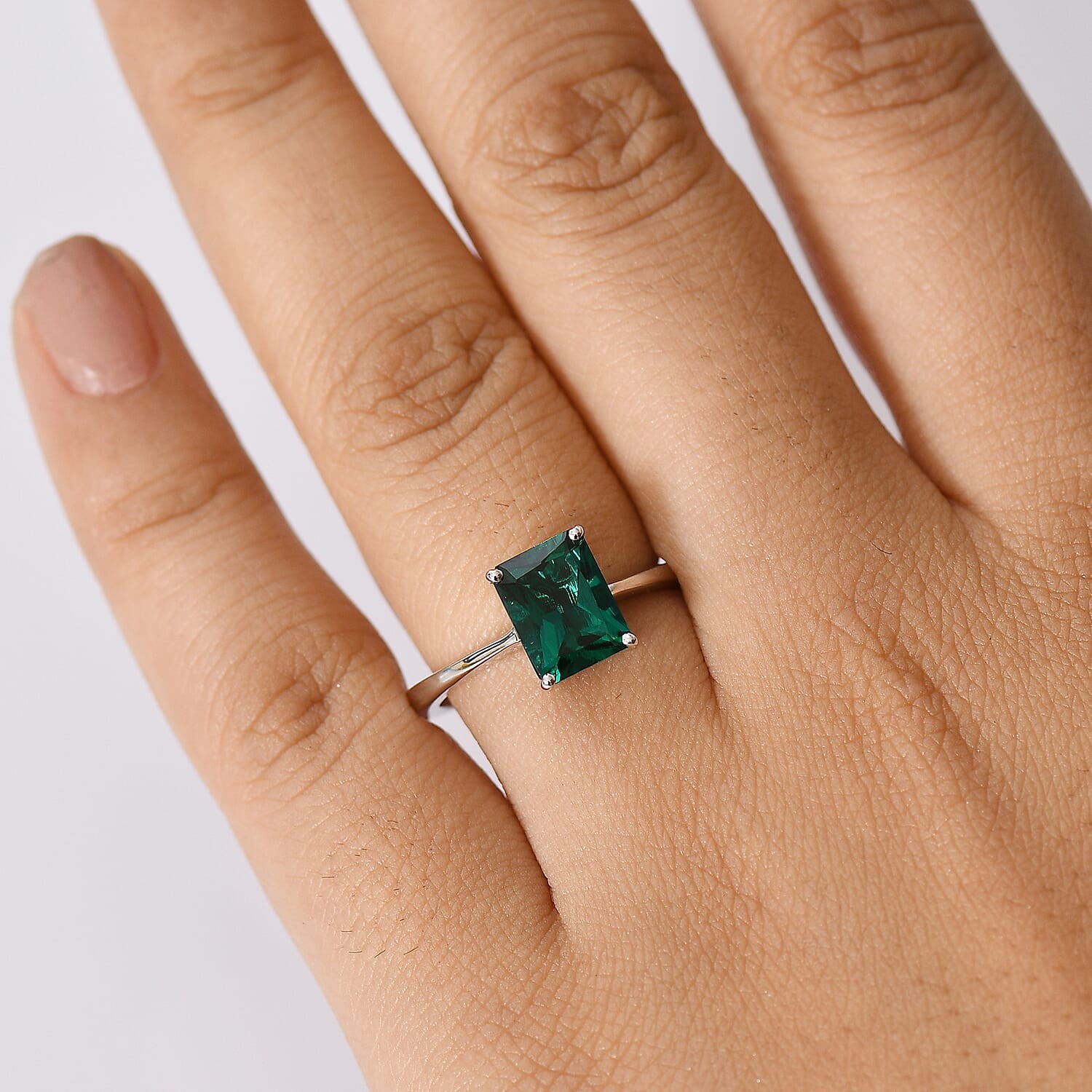 AAA Lab Grown Emerald 2.17 ctw Solitaire Ring in 10K White Gold Size 9.0