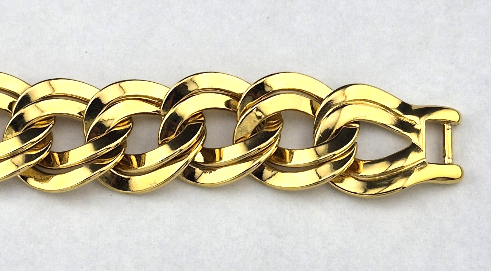 Chunky Vintage Monet Double Oval Link Chain Bracelet 7″ Gold Plated