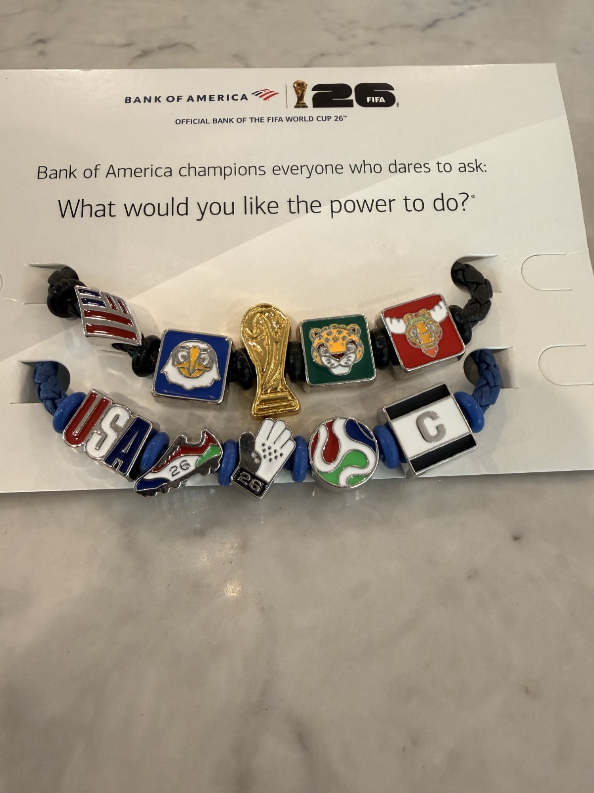 Official FIFA World Cup 26 Multicolor Cord Charm Bracelet (Team USA) | Two Pack