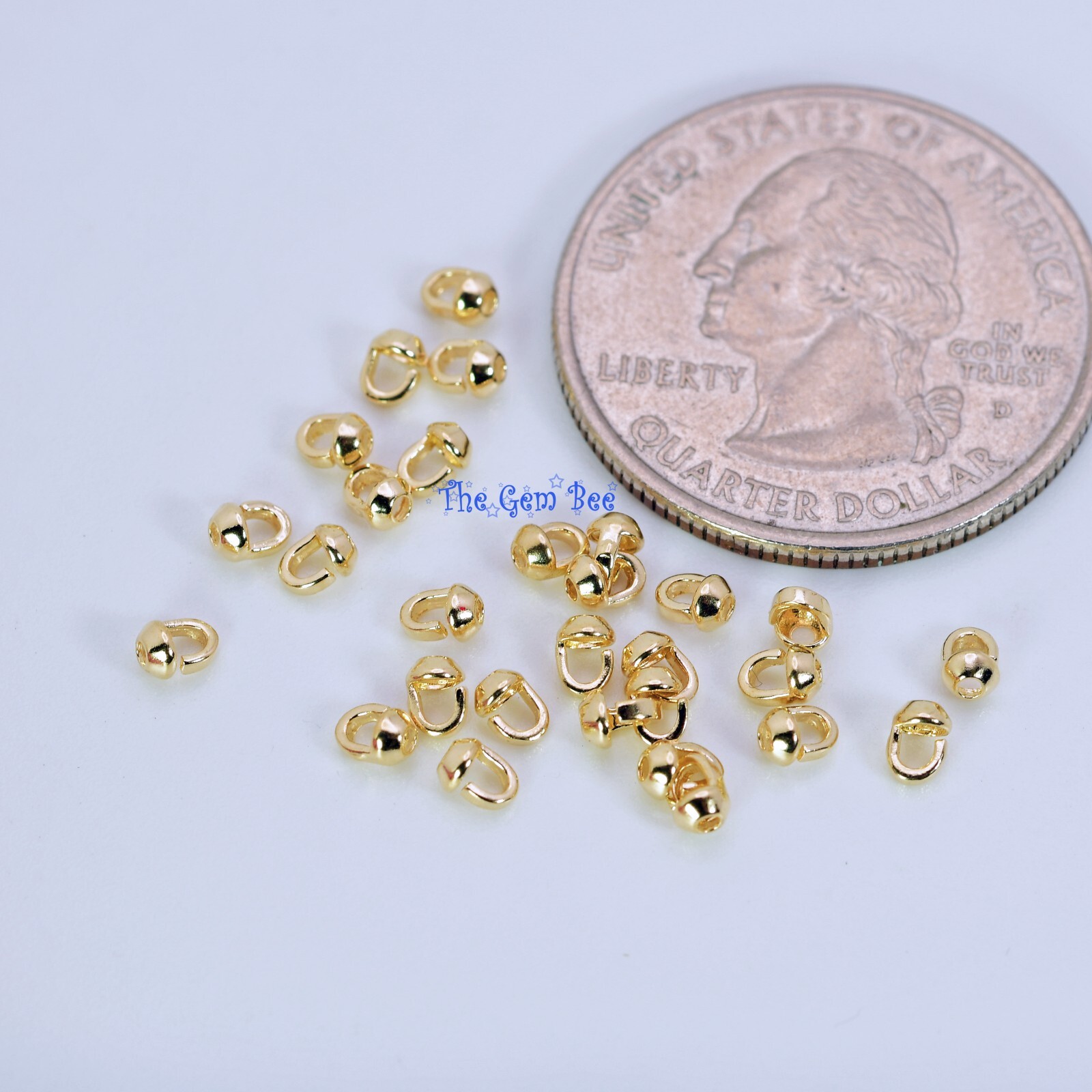 14K Solid Yellow Gold Crimp Hook Bead Tip Cup End Findings Quantity: (2)