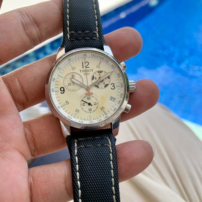Rare TISSOT Chrono Owen Beige Dial Date Watch Men Vintage Dress Classic Formal
