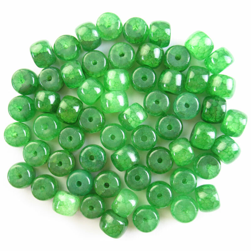 40Pcs 10x8mm Green Dragon Veins Agate Drum Pendant Beads CJ917