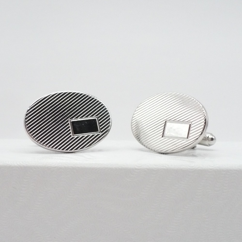 Mid-Century Cufflinks With Blank Cartouche For Engraving