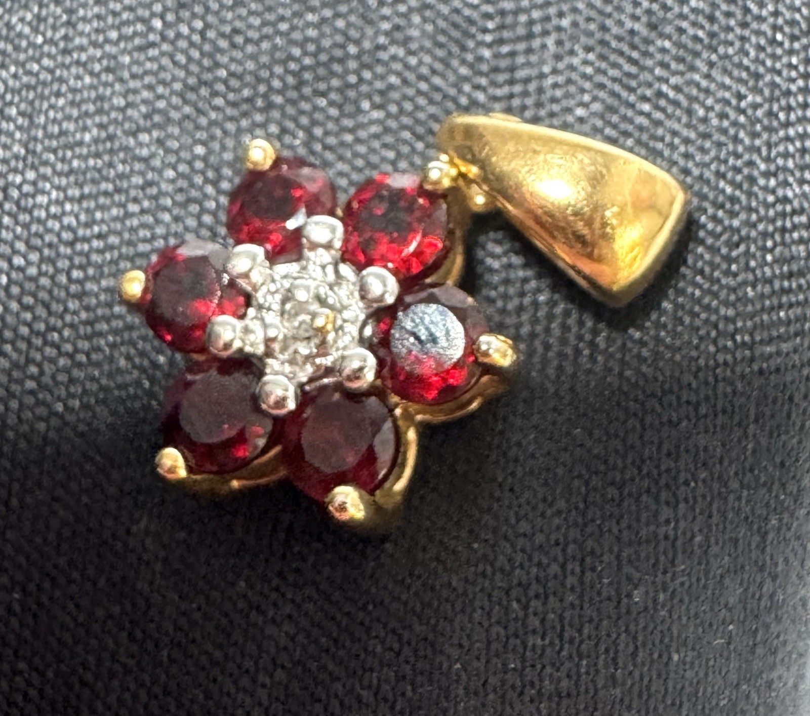 Fine Jewelry 10kt Gold Earrings .83ctw Ruby RD Diamond / Silver Pendant Set