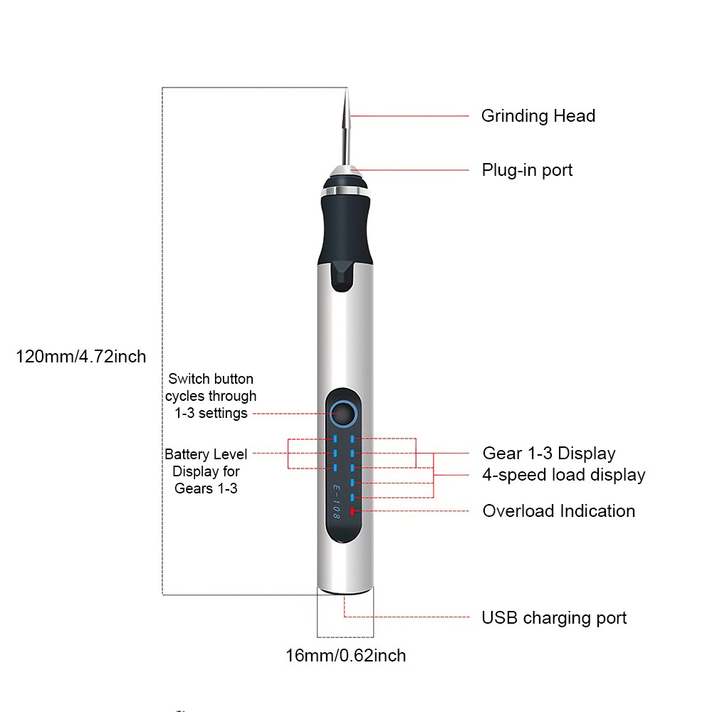 Electric Engraving Pen with 37 Bits USB Rechargeable Cordless Engraving Machine