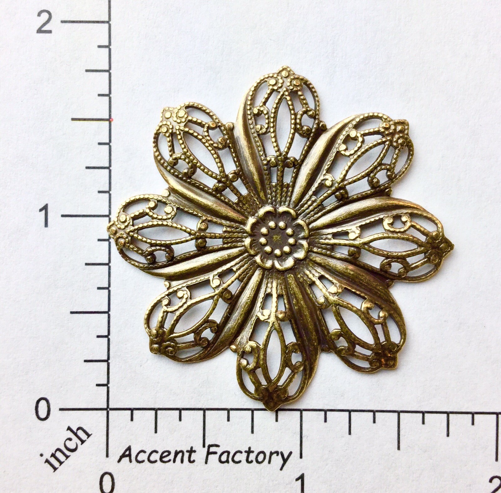 25823 – Round Floral Filigree Jewelry Finding Brass Ox