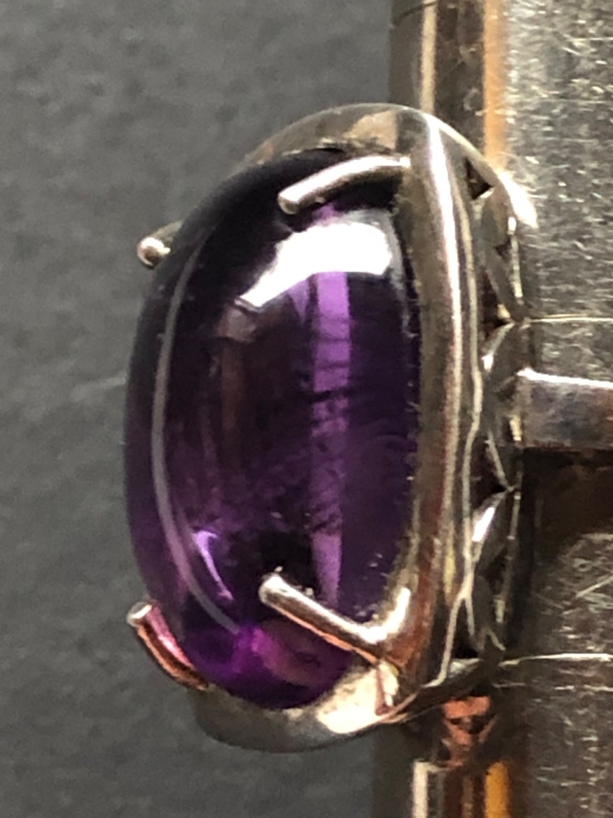 Designer Sterling Cabochon Amethyst Ring & Pendant w/Sterling 44 gram Chain