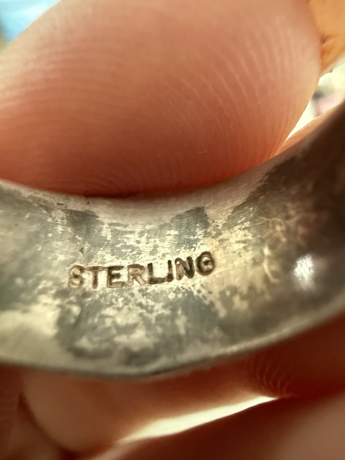 Sterling Silver 925 Turquoise & Rhinestone Southwestern Style Ring Sz 5.75 #3630