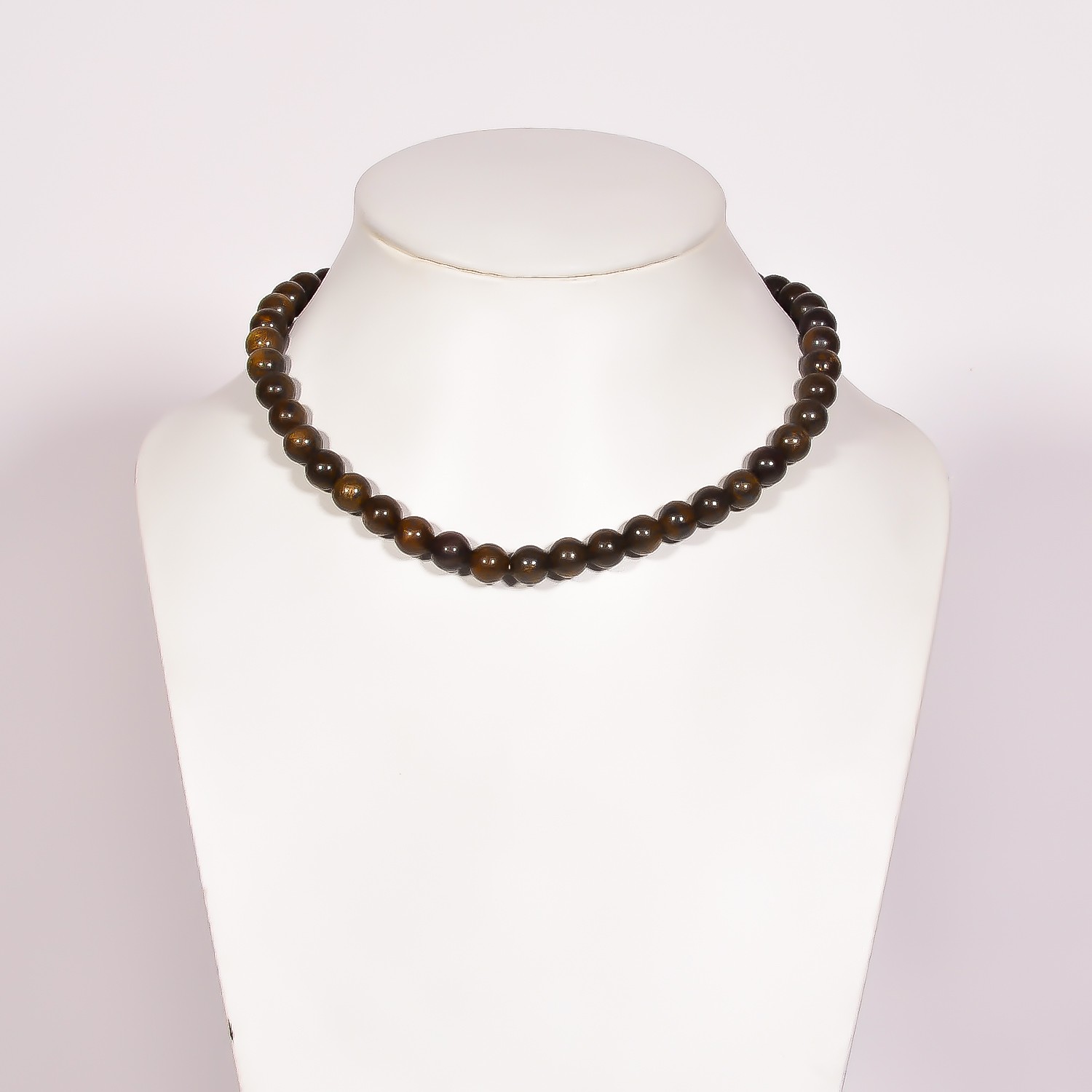 Natural Bronzite Gemstone Round 8 mm Smooth Beads 15.5″ Stretchable Necklace