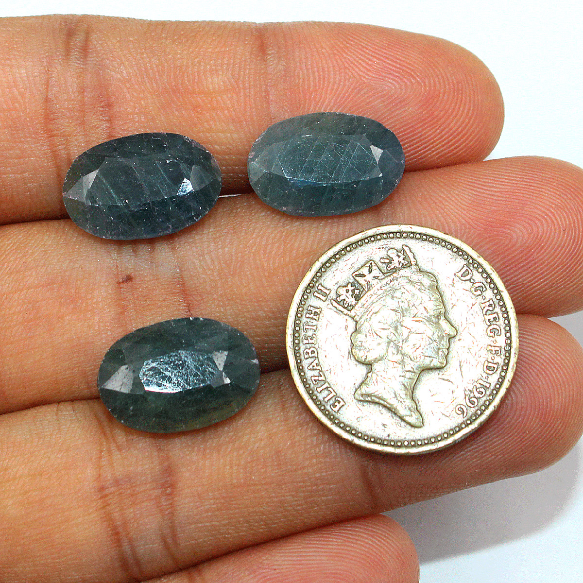 3 Pcs Madagascar Natural Blue Sapphire 15.4mm-15.7mm Oval Faceted Cut Gemstones