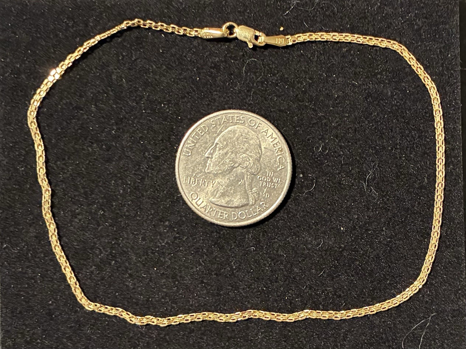 Bismark Chain Anklet 10in Solid 10kt Yellow Gold 1.6mm Lobster Clasp Brand New