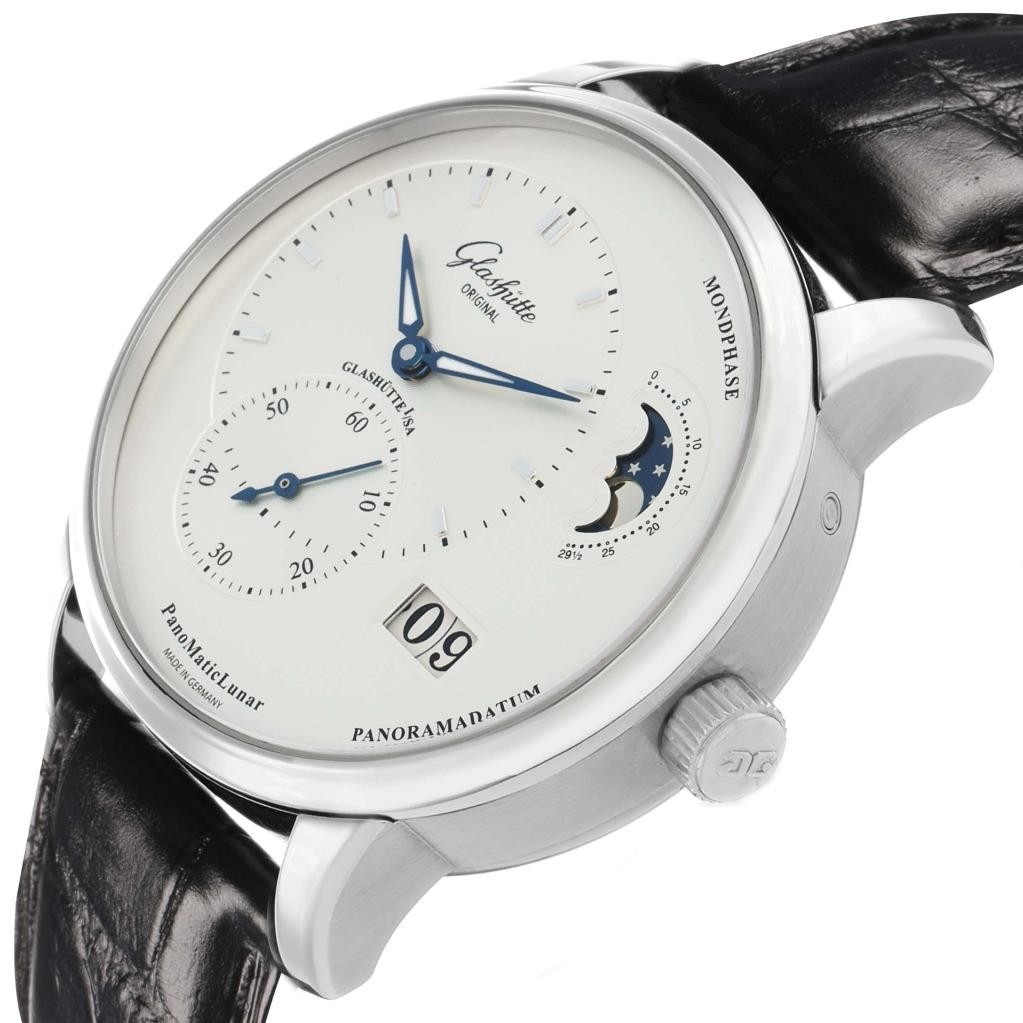 Glashutte PanoMaticLunar Steel Silver Dial Mens Watch 1-90-02-42-32-61