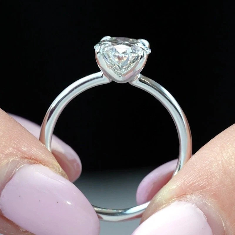 3.25 TCW Oval Moissanite Solitaire Engagement Wedding Ring 14K White Gold Plated