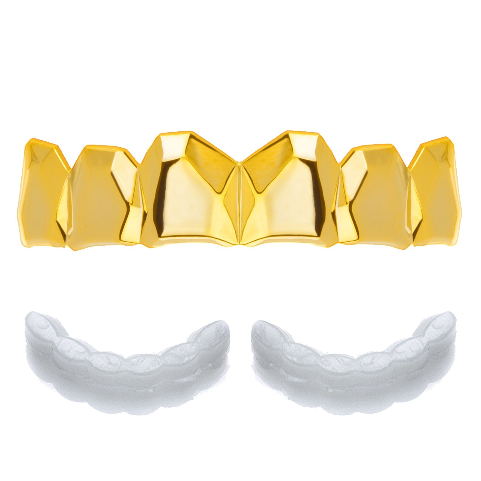 Gold & Silver Plated Grillz Set Top Bottom Teeth Caps Extra Bars Hip Hop LS 051