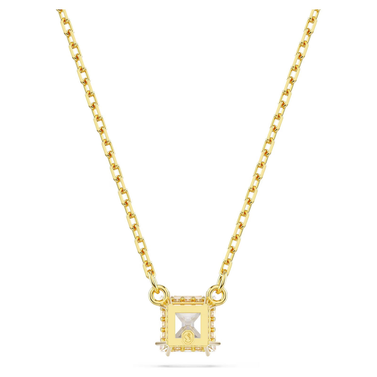 Swarovski Zirconia Stilla Pendant, Square Cut, White, Gold Tone Plated 5693153