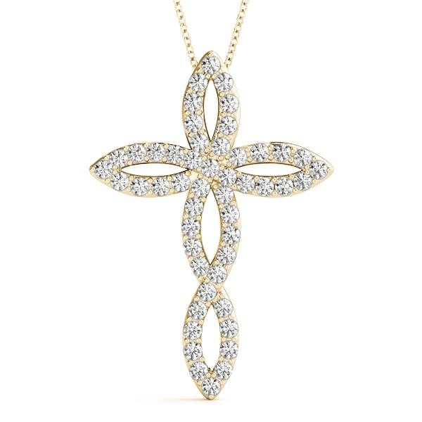 VS F 0.50-1.00 Ct Round Lab Grown Diamond 14K White Gold Religious Cross Pendant