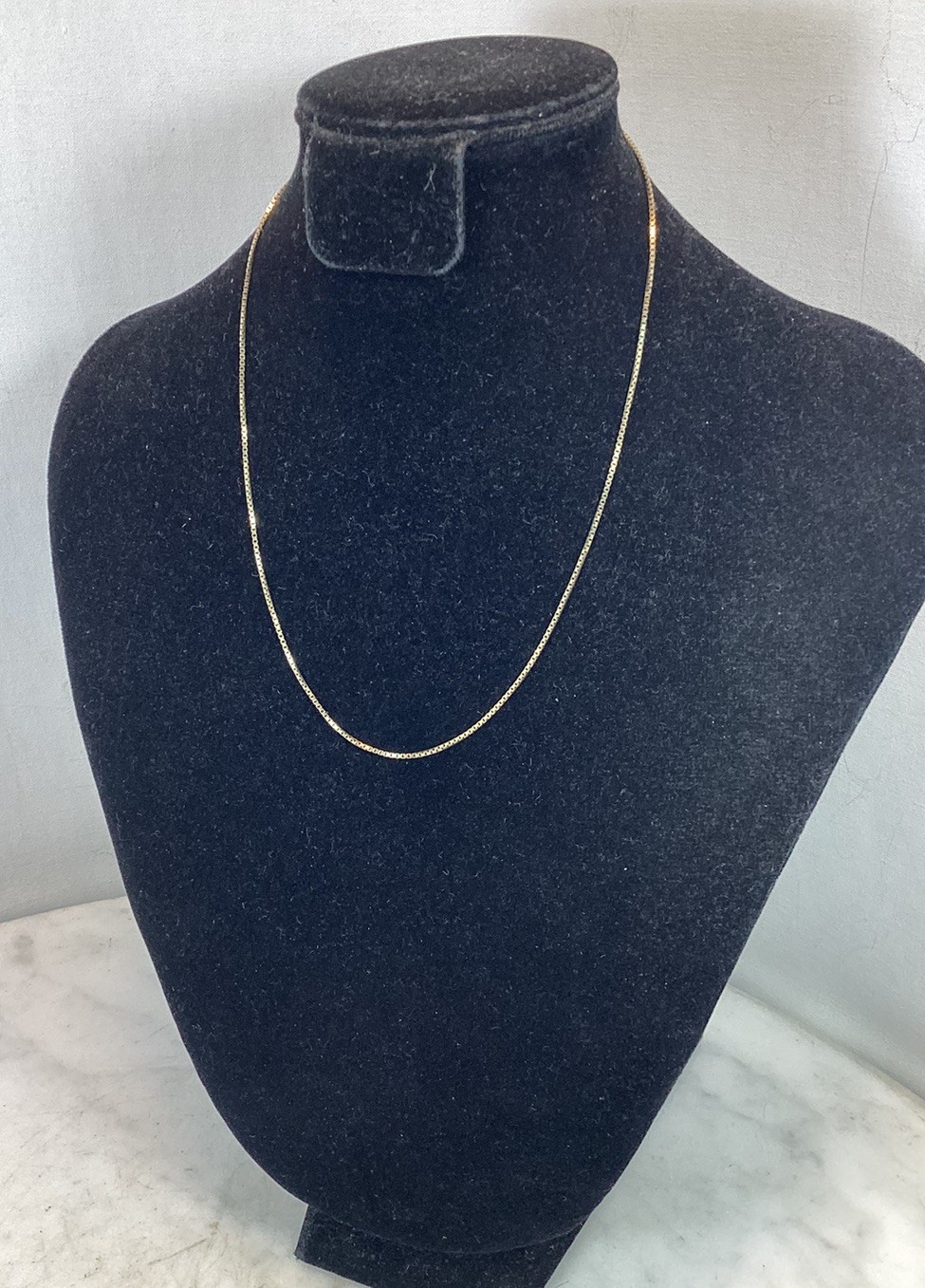 Vintage 14K Gold Box Chain Necklace 14.75” Long 2.53 Grams