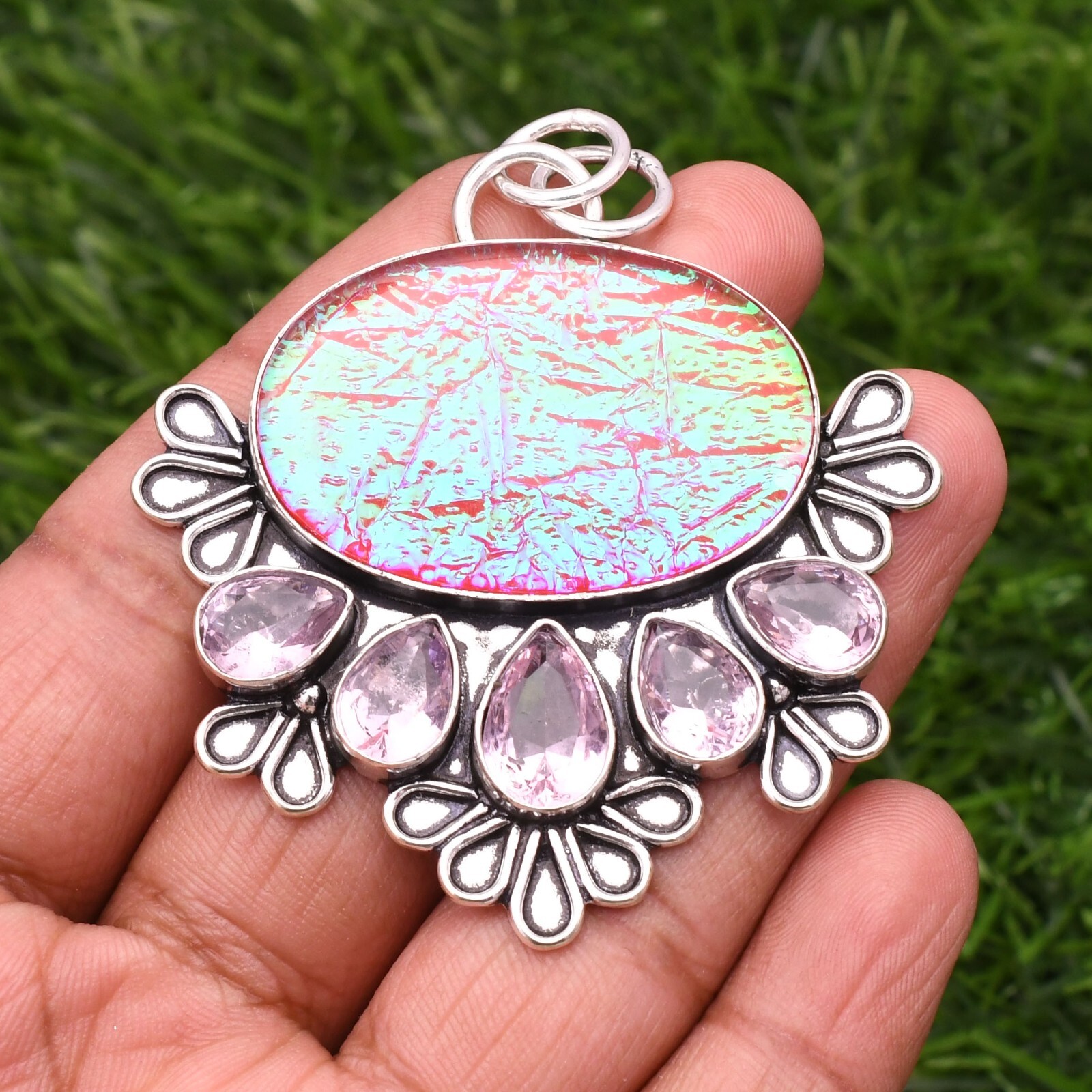 Triplet Fire Opal 925 Sterling Silver Gemstone Handmade Jewelry Pendant 2.15″