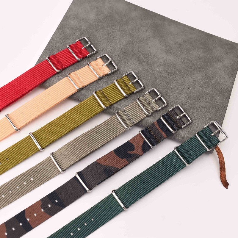 Extended Nylon Canvas Watch Strap 3 Loop Buckle Breathable Band 18 20 22 24mm