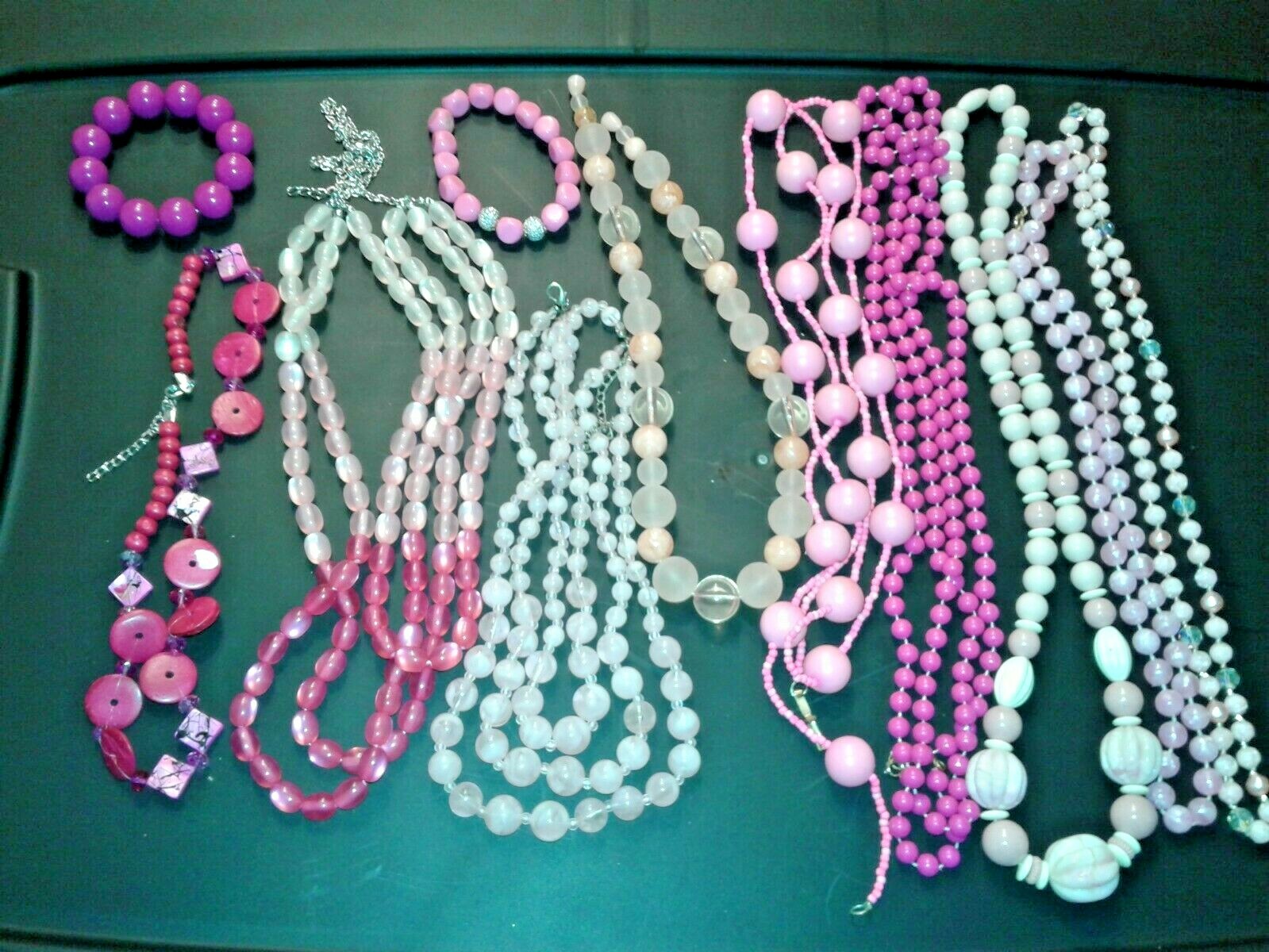 10 VINTAGE BEAD NECKLACES & BRACELETS CHOOSE LOT BY COLOR, PICTURES ARE EXAMPLES
