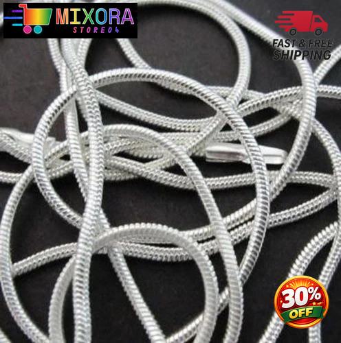 925sterling solid Silver lots 2-5-10PCS 1mm / 2mm snake chain Necklace 16-30inch