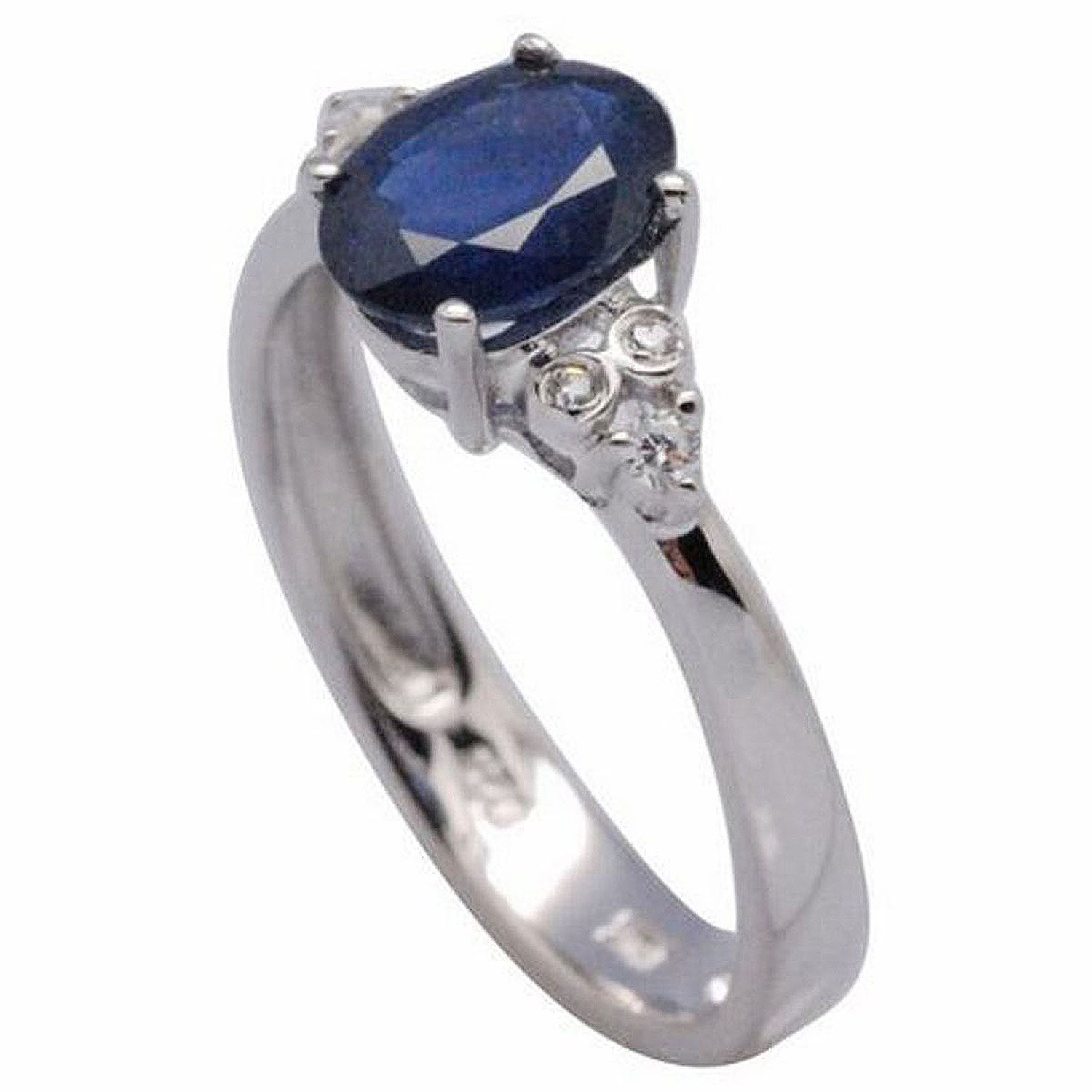 De Buman Sterling Silver Oval Sapphire & Cubic Zirconia Ring, Size 7
