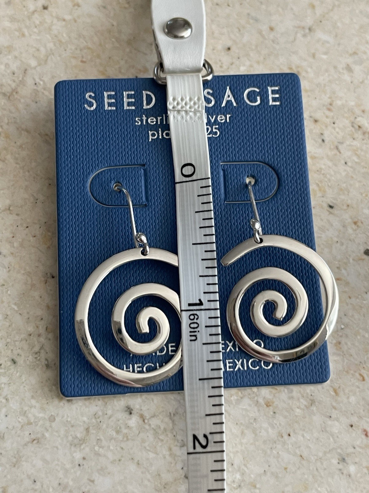 Seed & Sage Sterling Silver Dangle Swirl Earrings 1.5 Inches