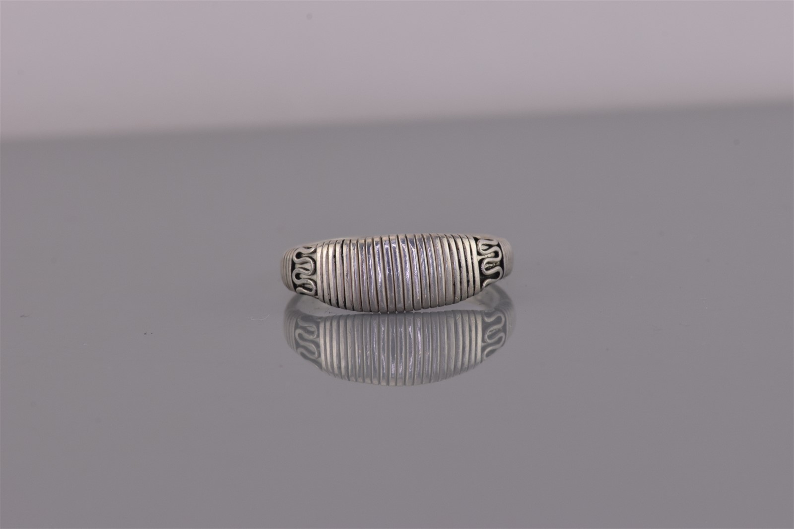 Sterling Silver 6mm Balinese Themed Looped Collar Wrapped Band Ring 925 Sz: 8