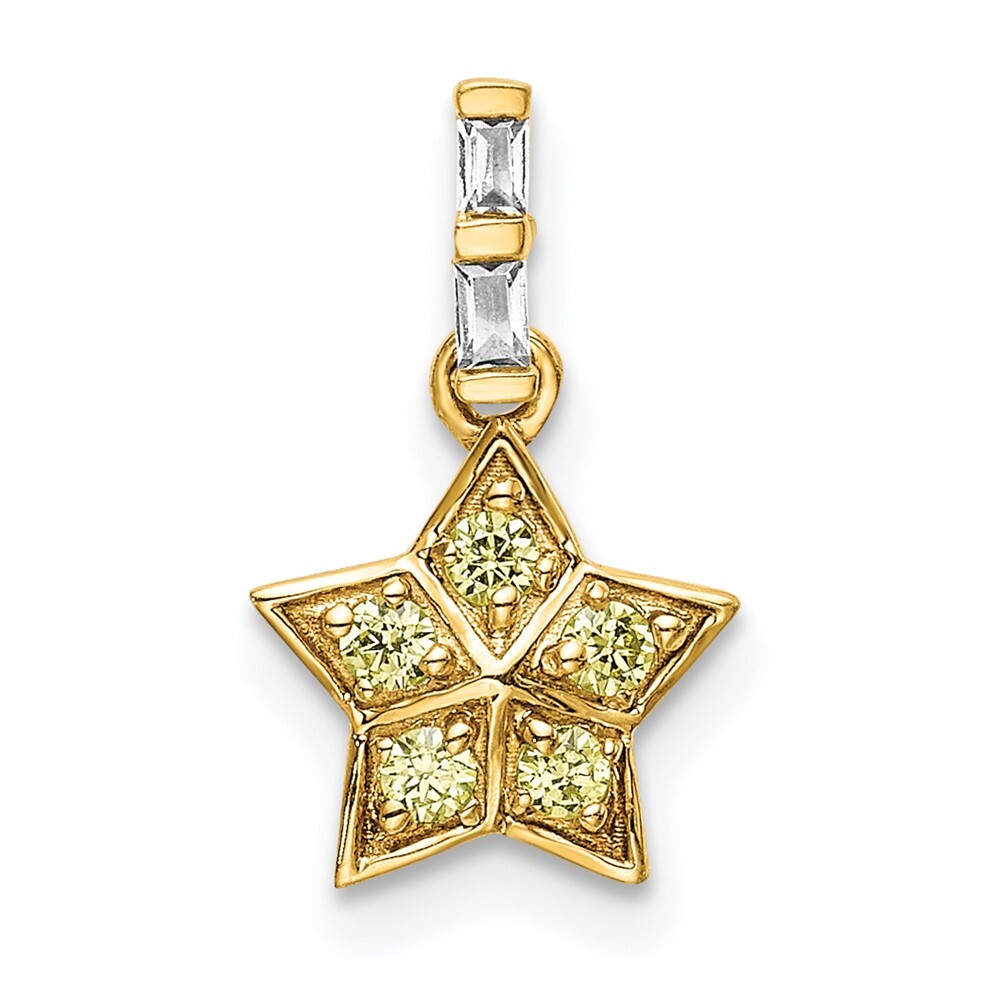14k Yellow Gold Diamond & Yellow Sapphire Star Pendant L- 14.9mm Width-8.3mm