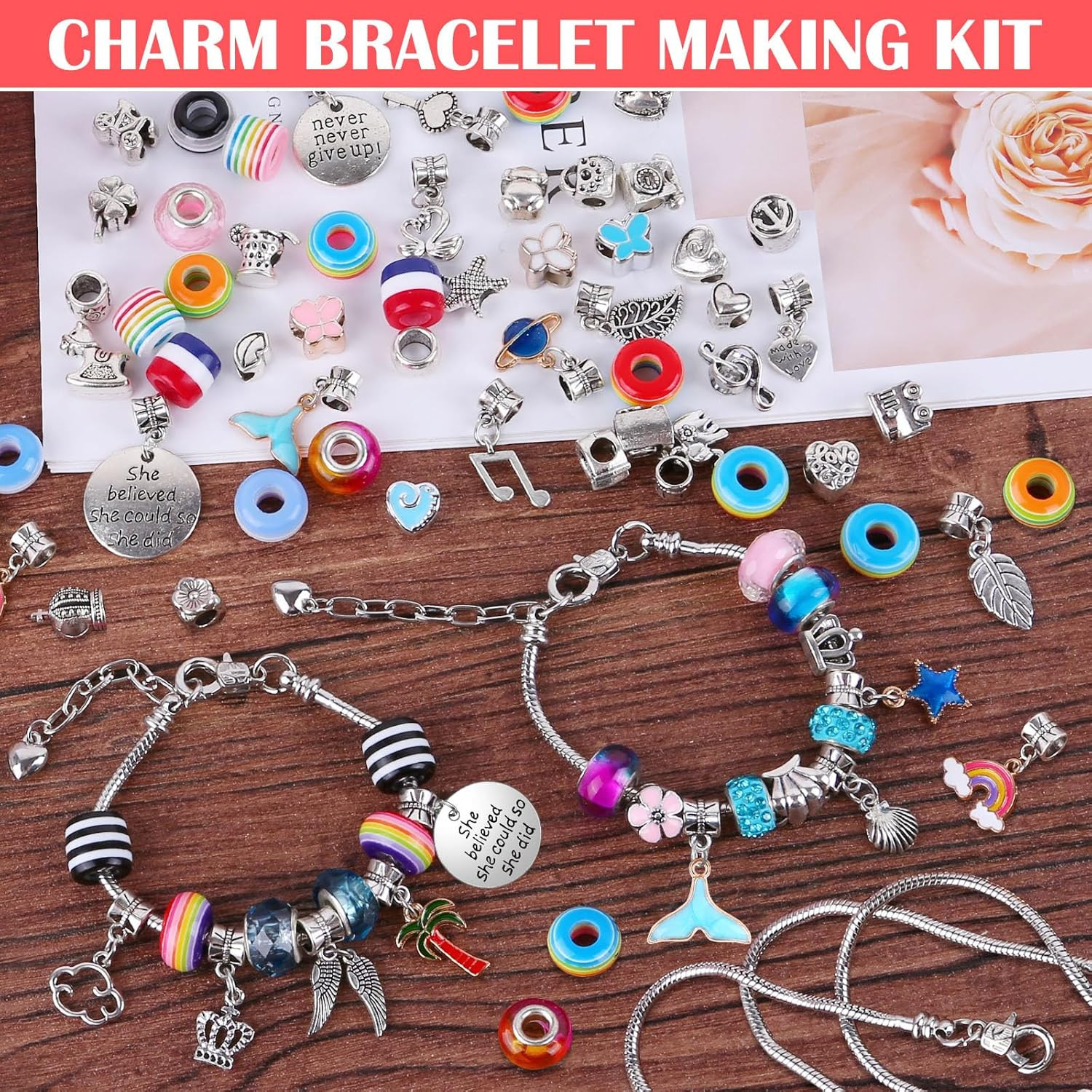 85 Pcs Charm Bracelet Making Kit, DIY Charm Bracelets Beads for Adults and Begin