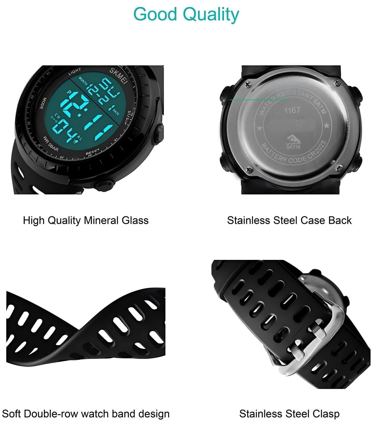 Men’s Waterproof Digital Sports Watch – LED Tactical Military Stopwatch Alarm