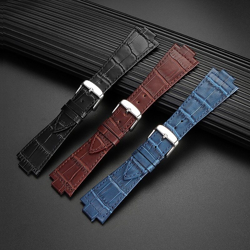 26x12mm Leather Watchband Strap for Tissot PRX T137.407, 1853 Blue Green Brown