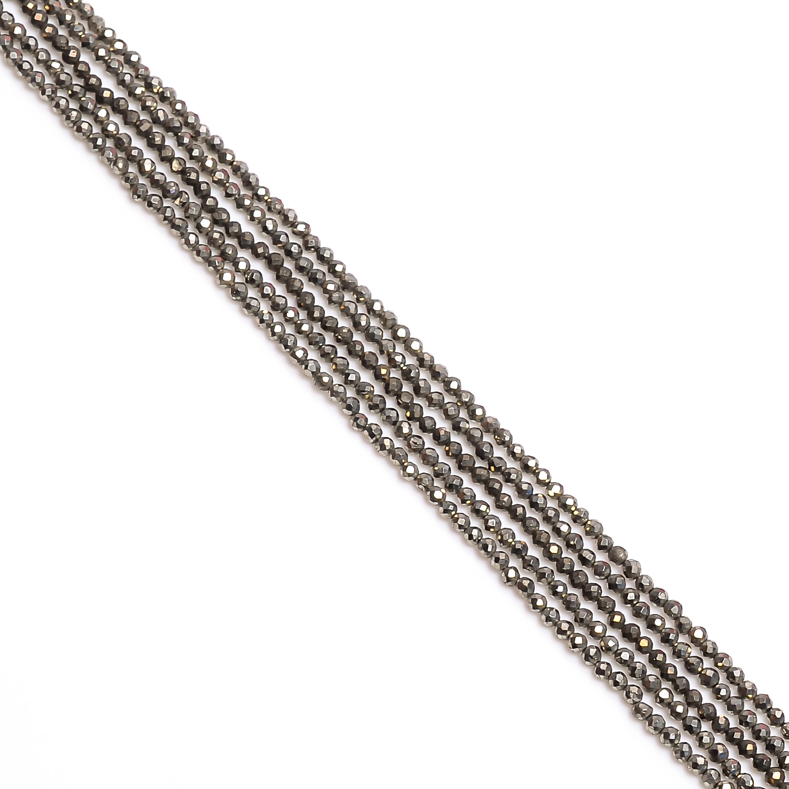 2.5MM Natural Pyrite Faceted Round Rondelle Beads For Jewelry 33 cm Strand EB-33