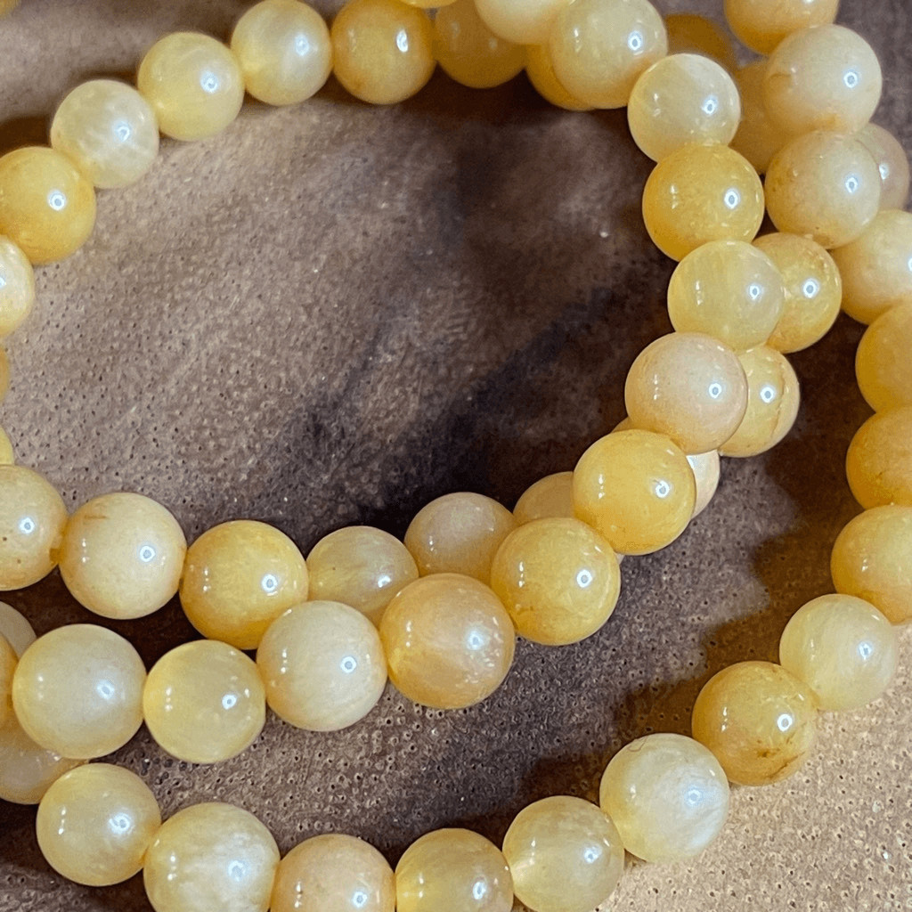 Honey Calcite yellow 6mm stretch bracelet beaded one bracelet 6.75” stretch crys