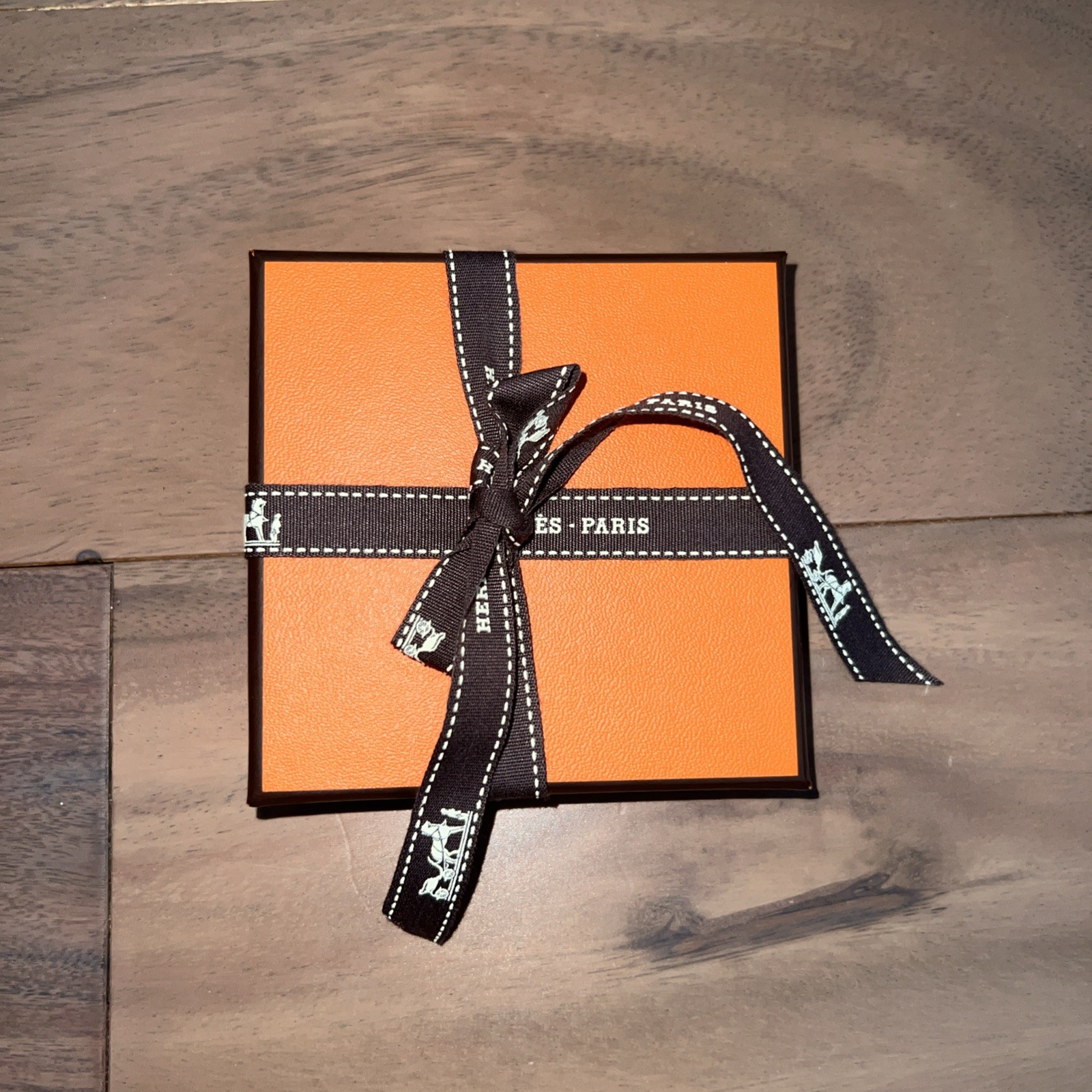Hermès Orange Square Paper/Cardboard Jewelry Gift Box, Logo Theme