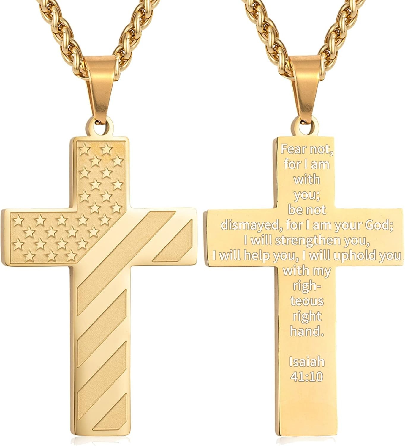 Patriotic American Flag Cross Necklace – Elegant Religious Jewelry for All Ages