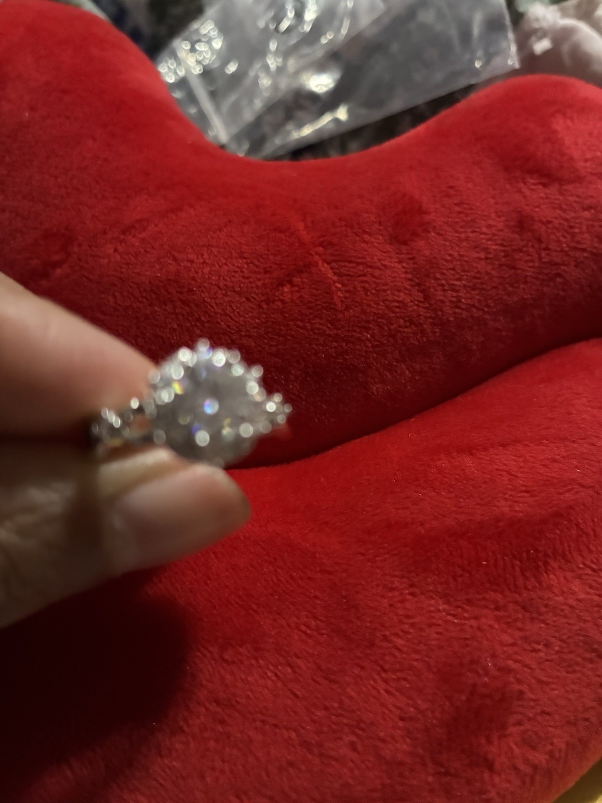 Size 7; 1 Karat White Gold Over Brass Women’s Moissanite Ring