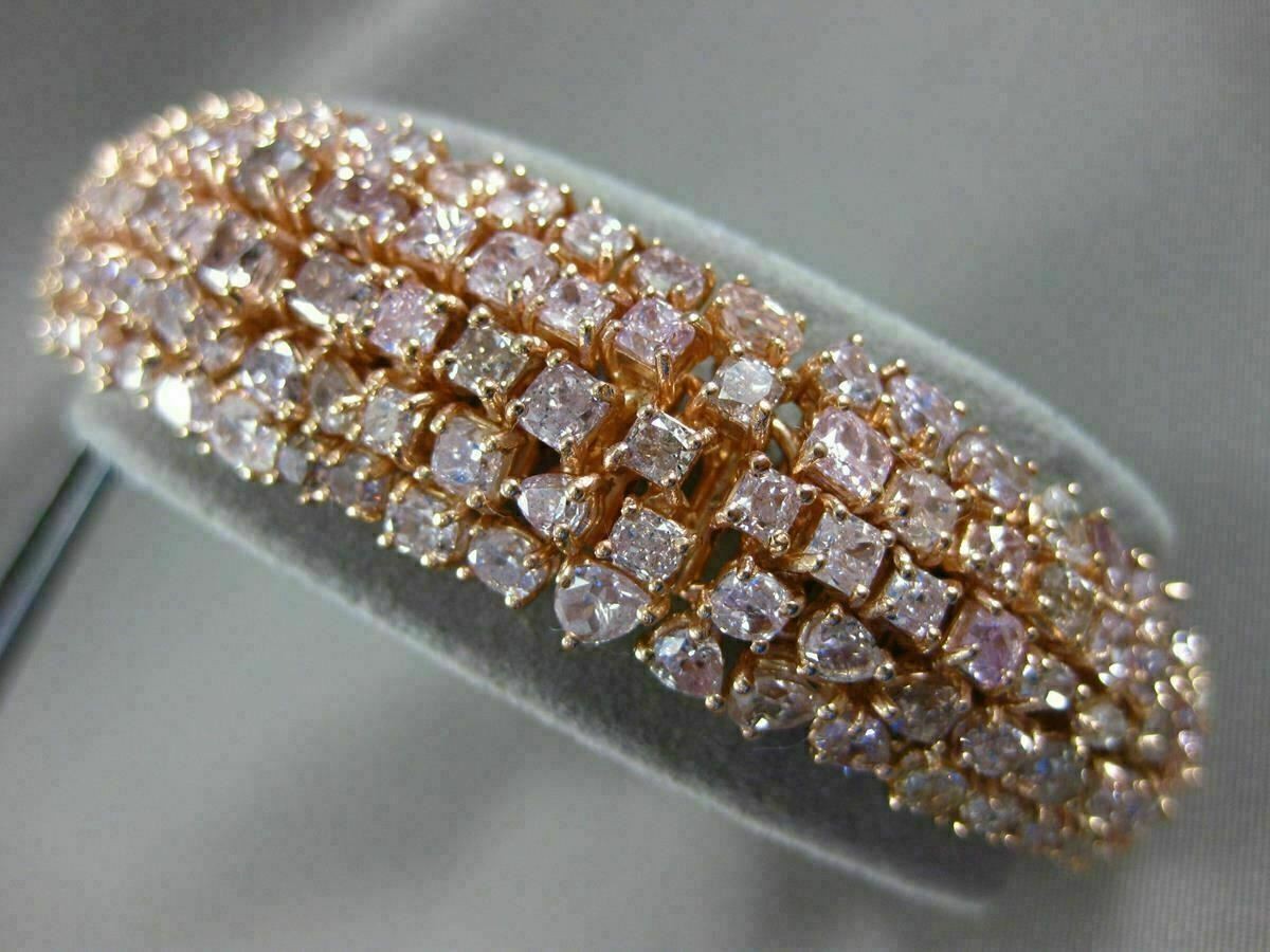 ESTATE LARGE 24.90CT PINK DIAMOND 18KT ROSE GOLD 3D MULTI ROW TENNIS BRACELET