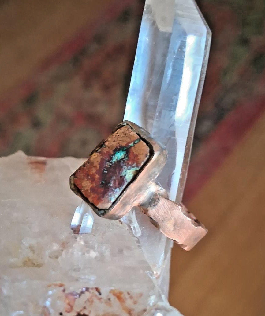 Handcrafted Copper Turquoise Ring Rustic! Raw! Rare Find! New Material!