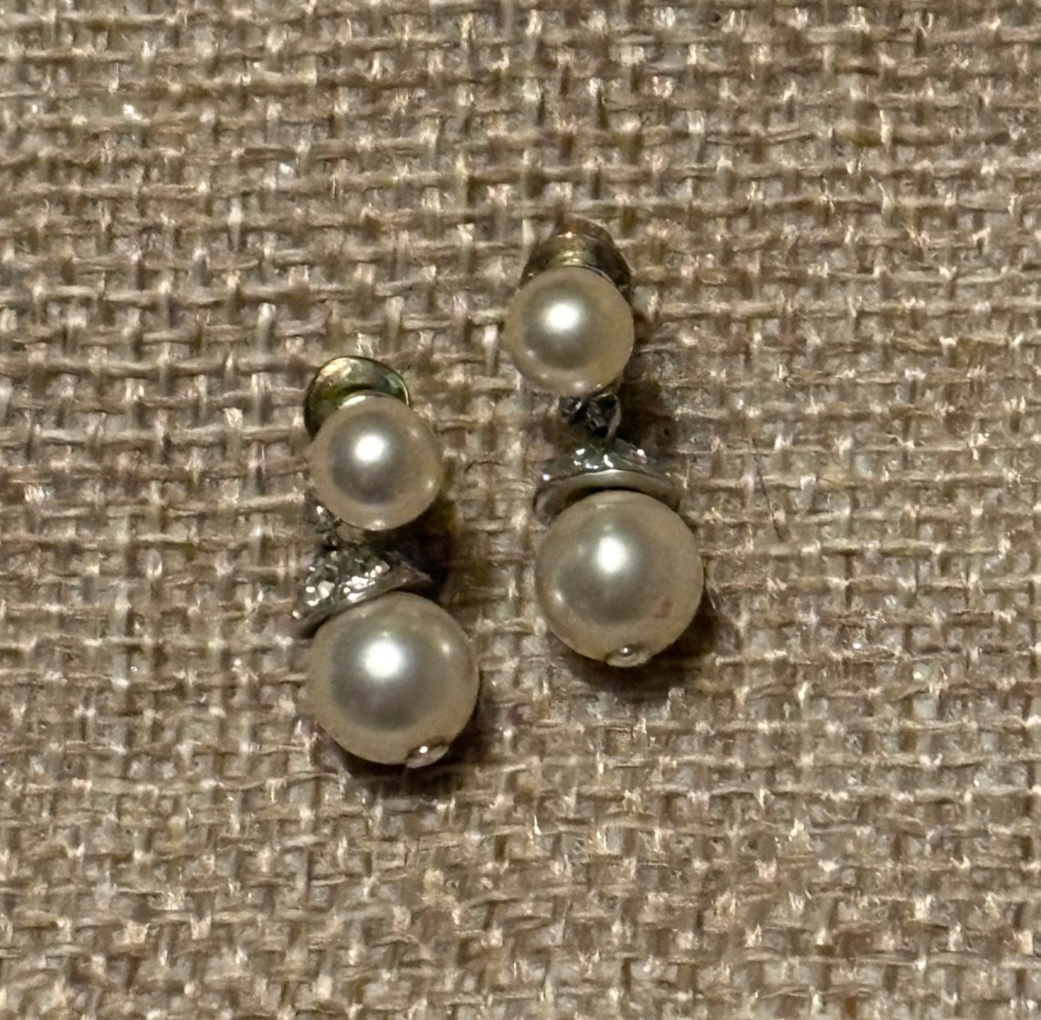 Zales Faux Pearl CZ Dangle Earrings.