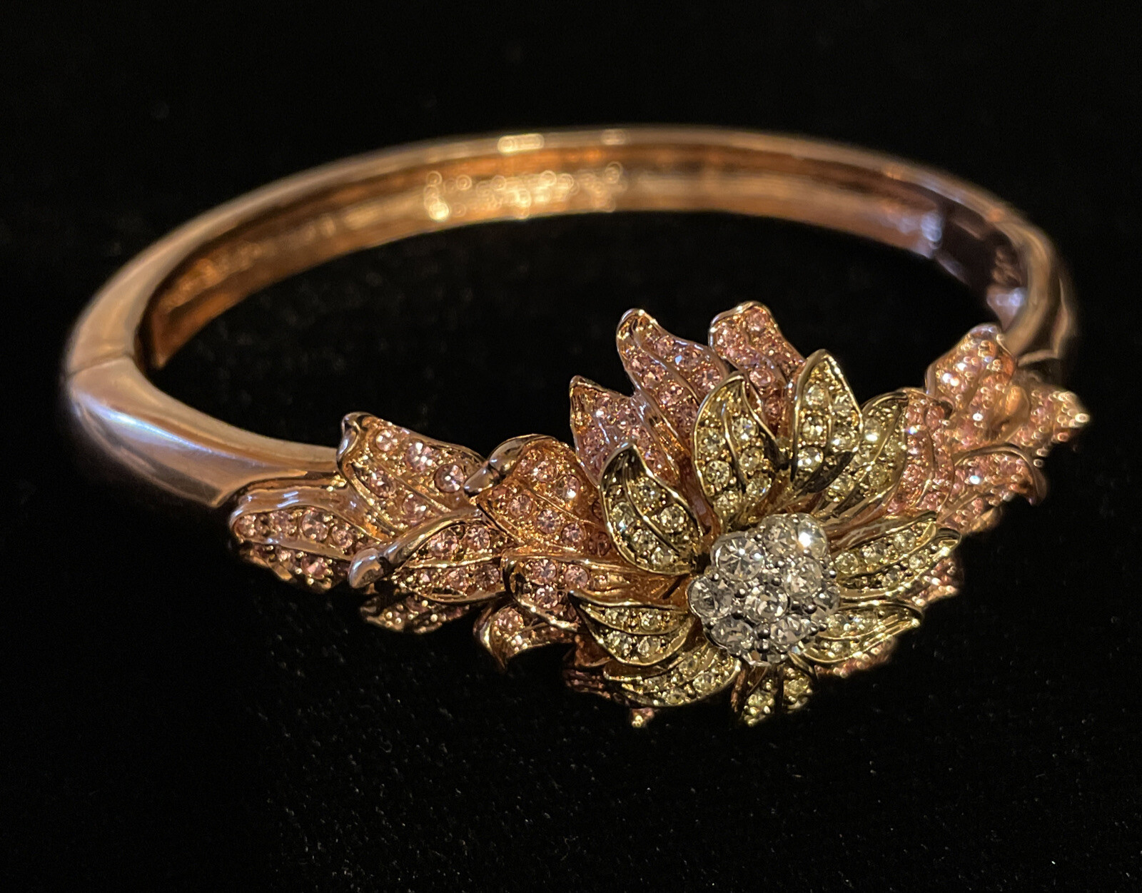 Nolan Miller Parc de Bagatelle Rose Gold Rhinestone Flower Bracelet
