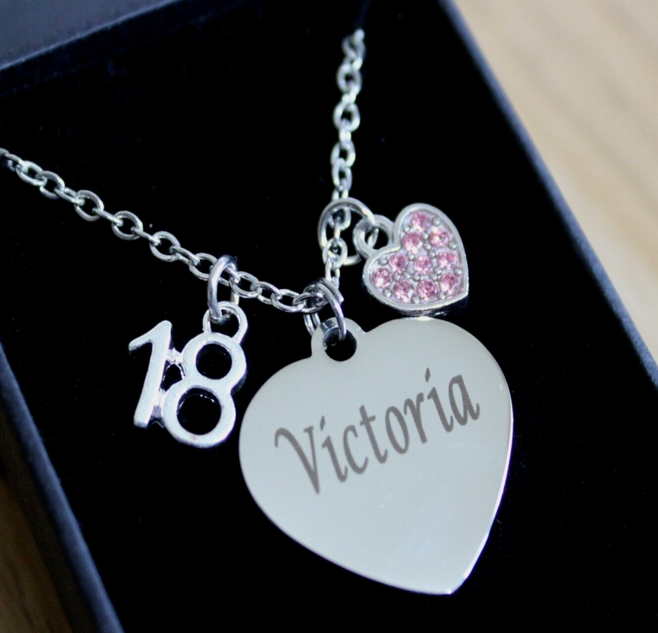 ENGRAVED Necklace Personalised 13th 16th 18th 21st 30th 40th 50th Birthday Gifts