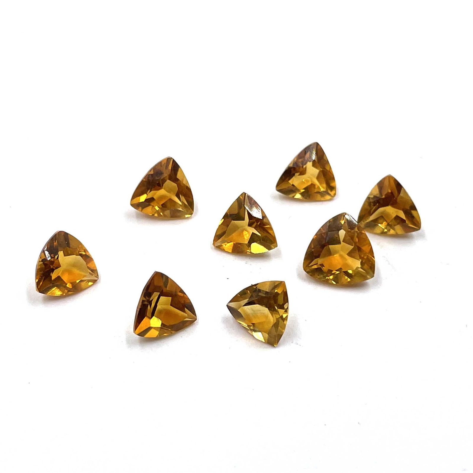 Natural Brandy Citrine Trillion Cut Loose Gemstone Lot 8 Pcs 7-8 MM 8 CT