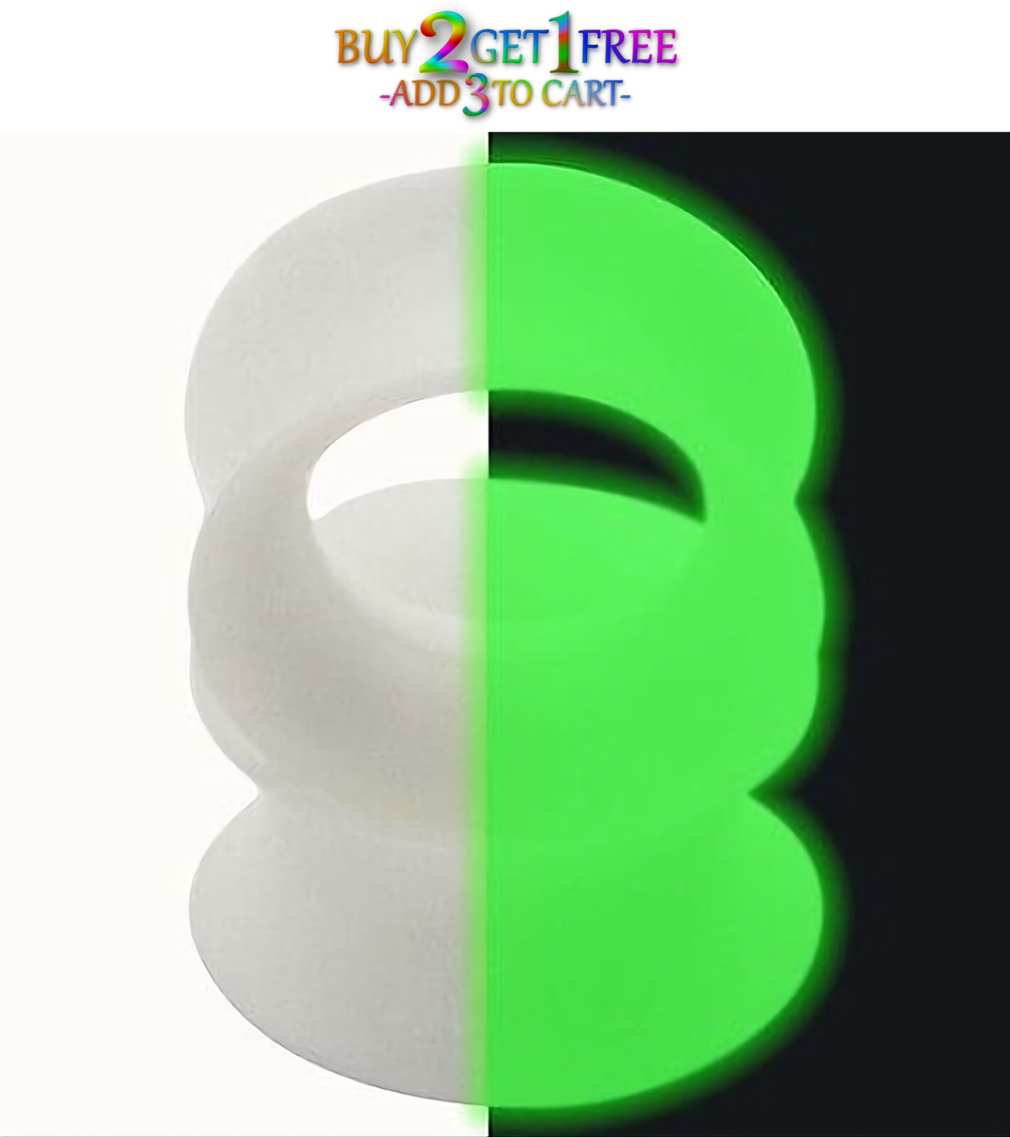 Pair 8g-40mm CLEAR GLOW SILICONE FLESH TUNNELS Double Flare Gauges Thin 1030