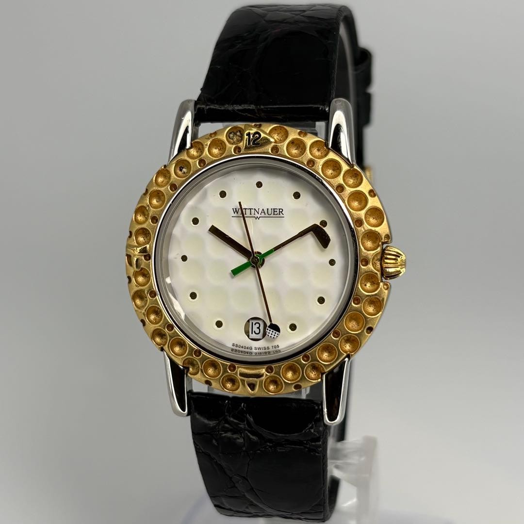 Rare WITTNAUER 1980s Quartz Watch Golf Club Hands Dimple Dial New Battery Tested