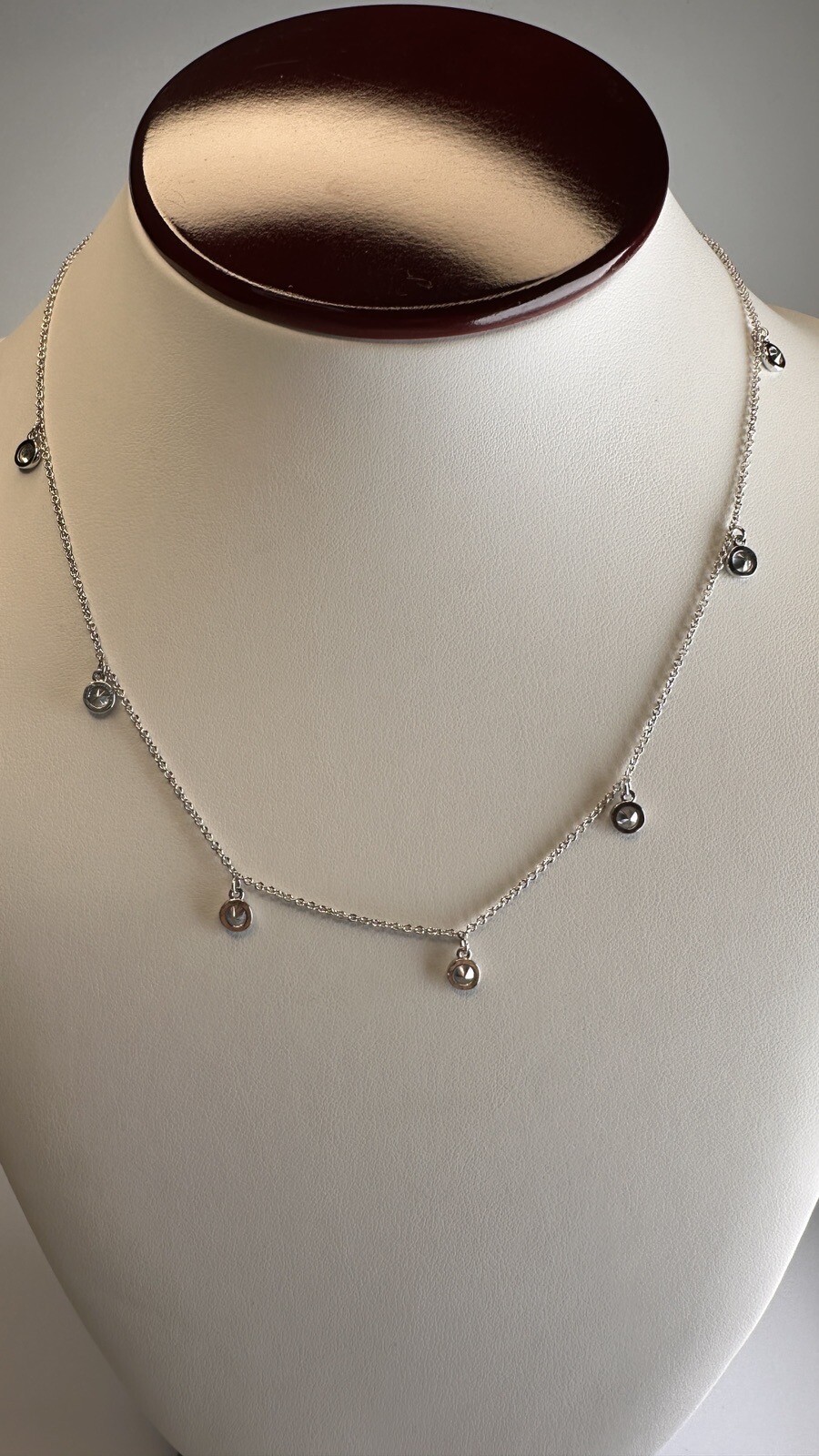 Sterling Station Necklace CZ Silver Tested Cubic Zirconia GM Golden Moon 17”